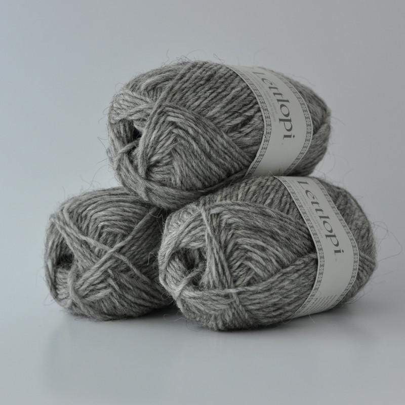 Ball of Lettlopi in colorway 0056 - light gray heather.