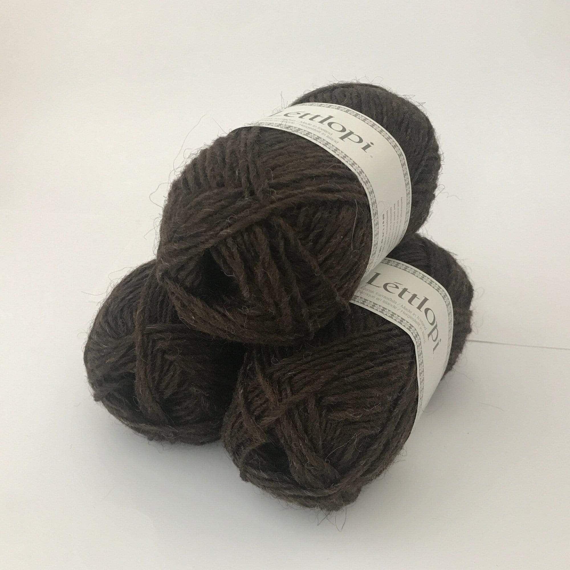 Ball of Lettlopi in colorway 00867 - chocolate heather.