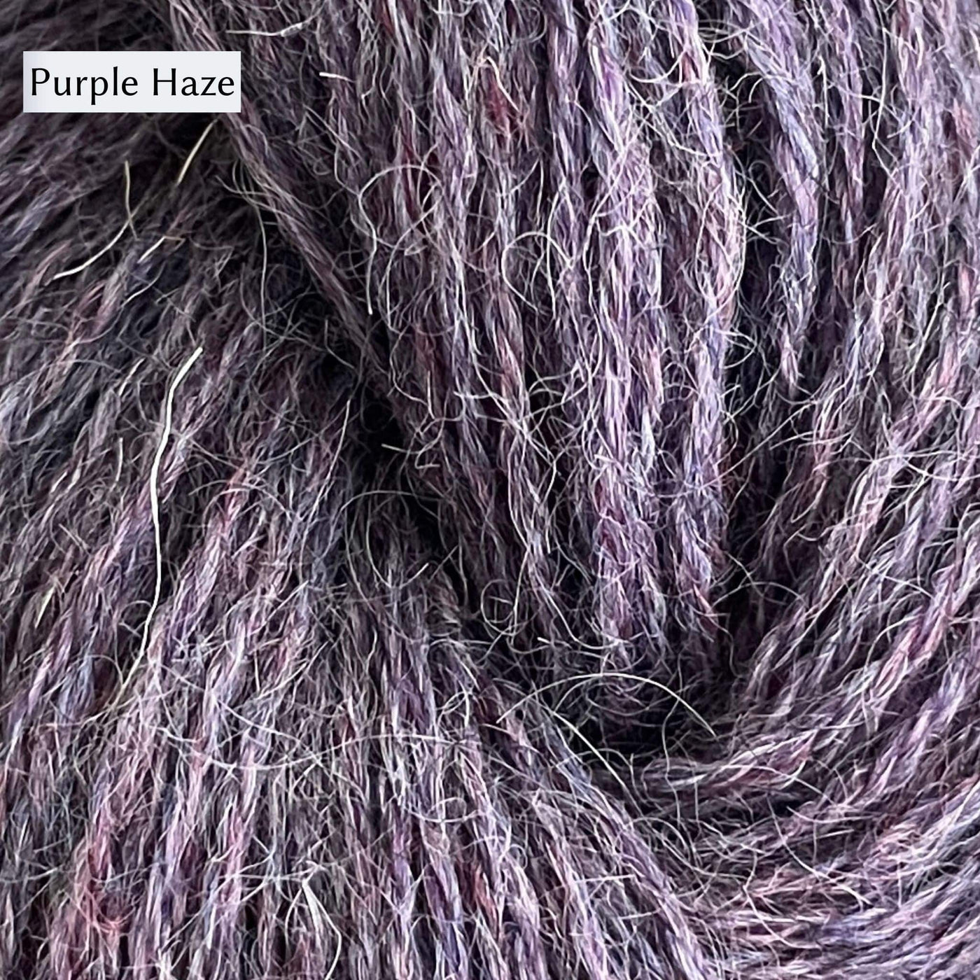 Jagger Spun Gotland Sport Weight Yarn in Purple Haze colorway. 