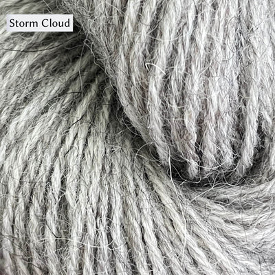 Jagger Spun Gotland Sport Weight Yarn in Storm Cloud (light grey) colorway. 