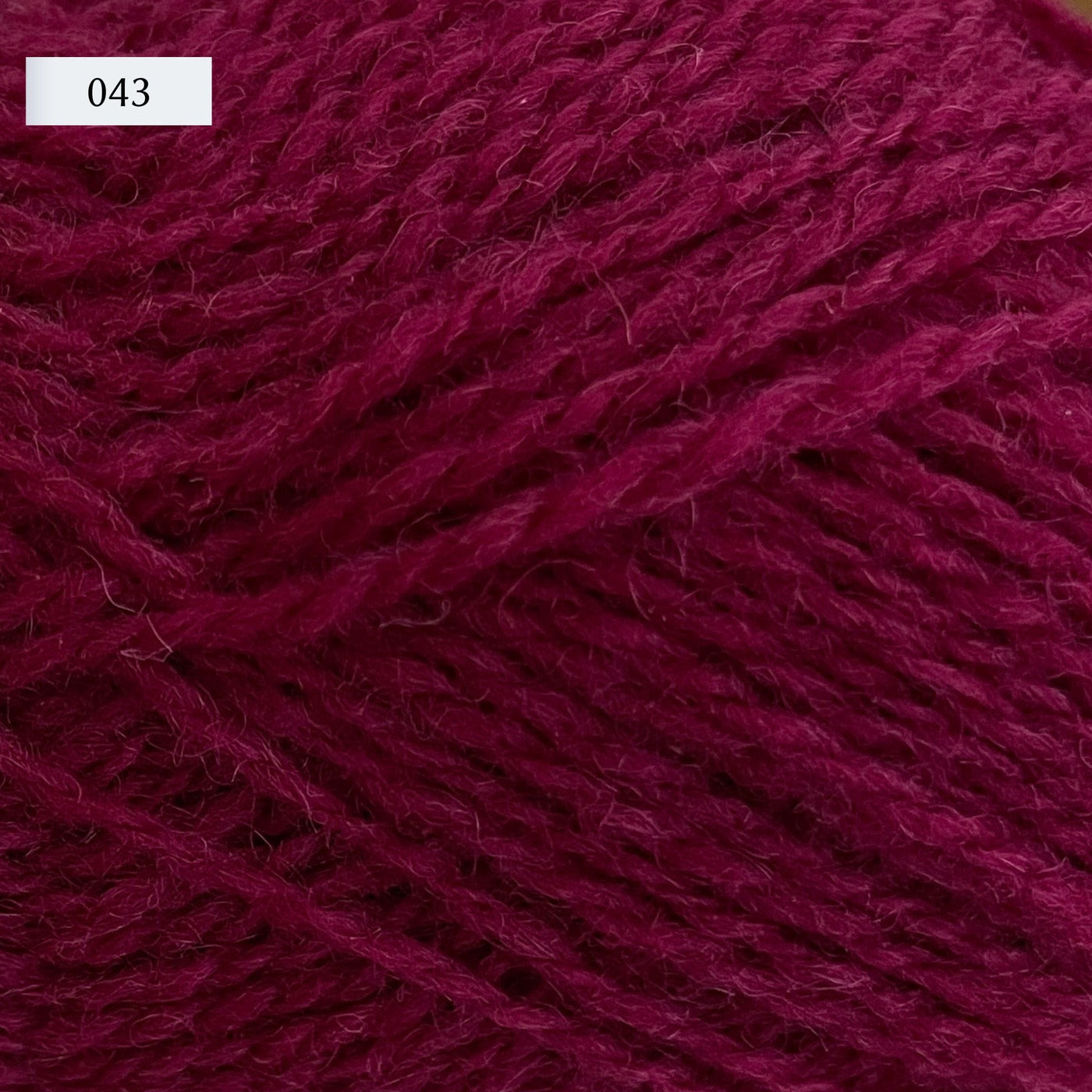 Jamieson & Smith 2ply Jumper Weight, light fingering weight yarn, in color 043, raspberry 