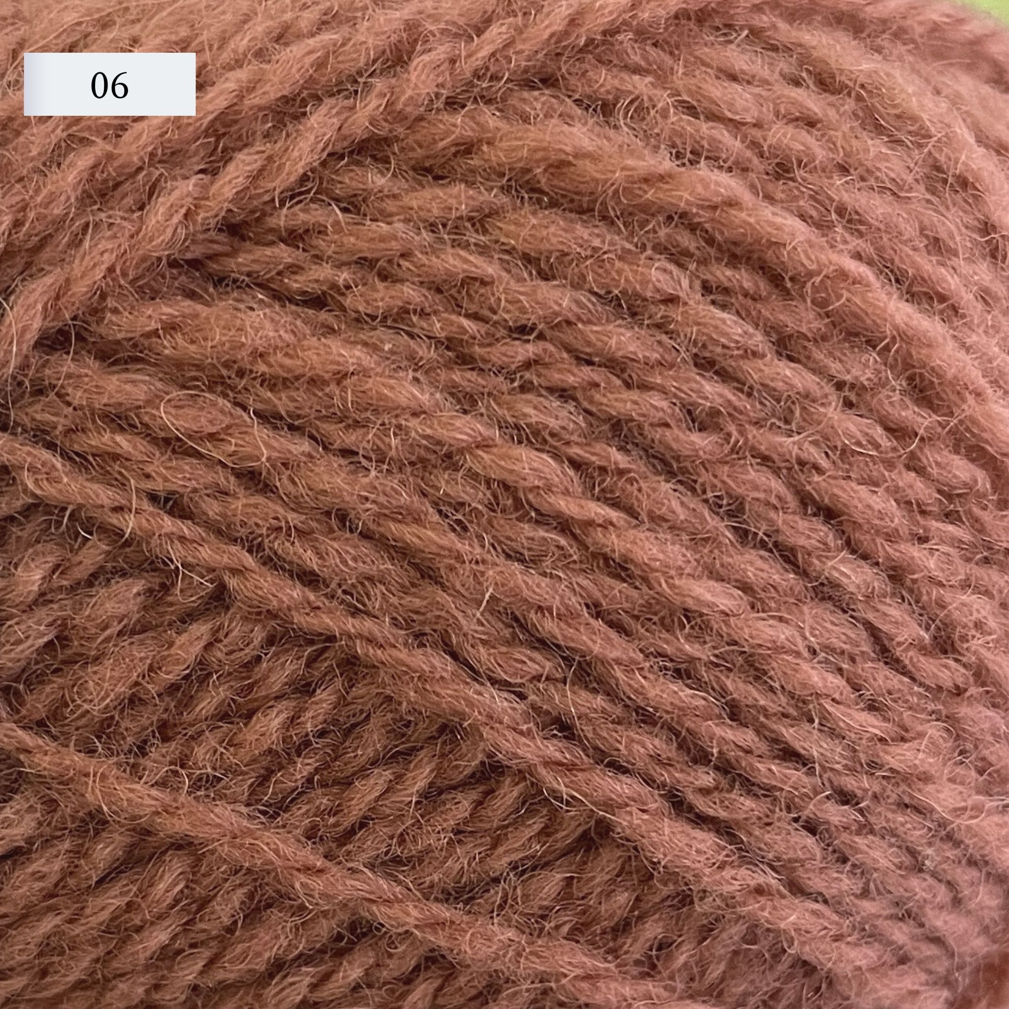 Jamieson & Smith 2ply Jumper Weight, light fingering weight yarn, in color 06, a camel brown