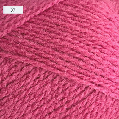 Jamieson & Smith 2ply Jumper Weight, light fingering weight yarn, in color 07, a bubblegum pink