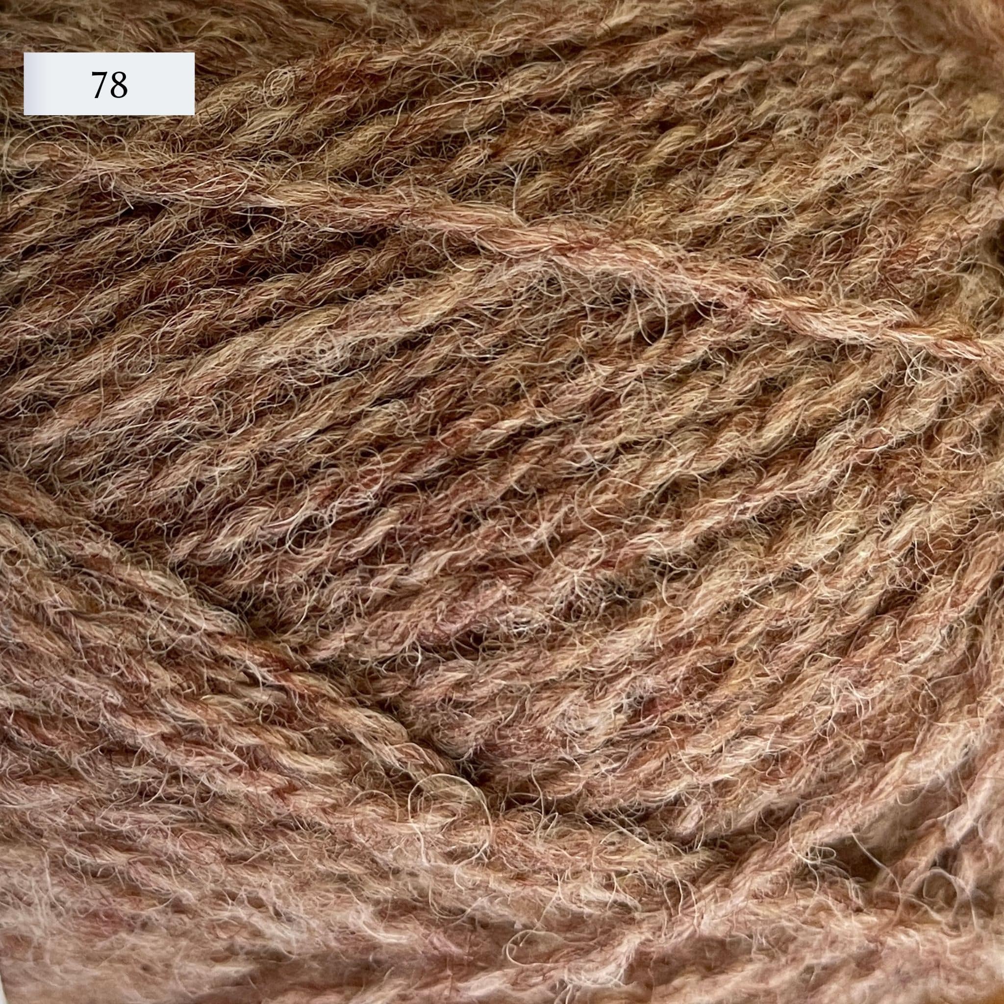 Jamieson & Smith 2ply Jumper Weight, light fingering weight yarn, in color 78, a light heathered wheat brown