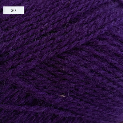 Jamieson & Smith 2ply Jumper Weight, light fingering weight yarn, in color 20, heathered solid royal purple