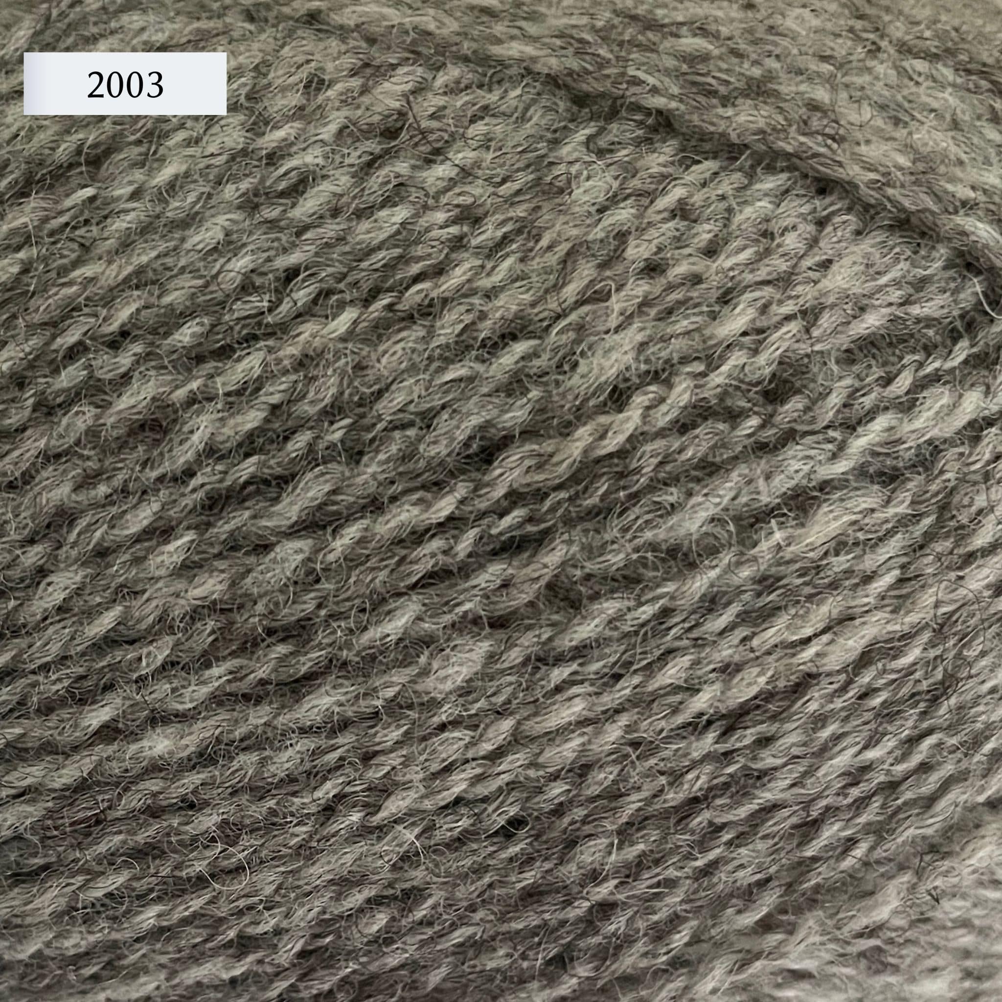 Jamieson & Smith Shetland Supreme, a fingering weight wool yarn, in color 2003, Shaela, a light grey
