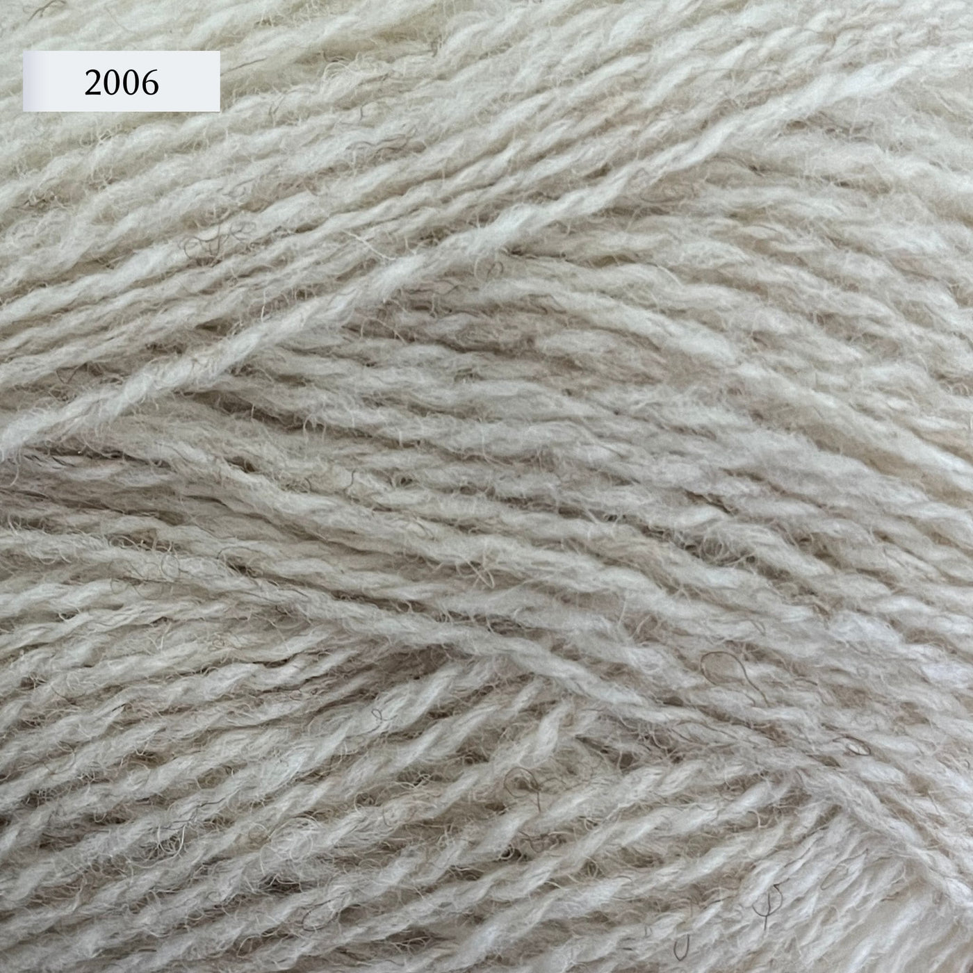 Jamieson & Smith Shetland Supreme, a fingering weight wool yarn, in color 2006, Gaulmogit, a very light grey