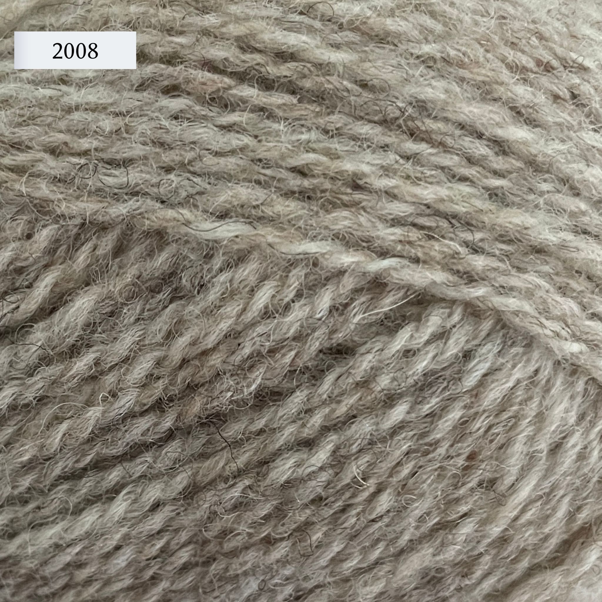 Jamieson & Smith Shetland Supreme, a fingering weight wool yarn, in color 2008, Katmollet, a light warm grey/tan