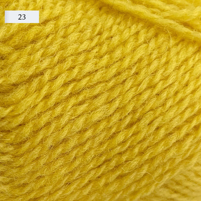 Jamieson & Smith 2ply Jumper Weight, light fingering weight yarn, in color 23, a bright lemon yellow