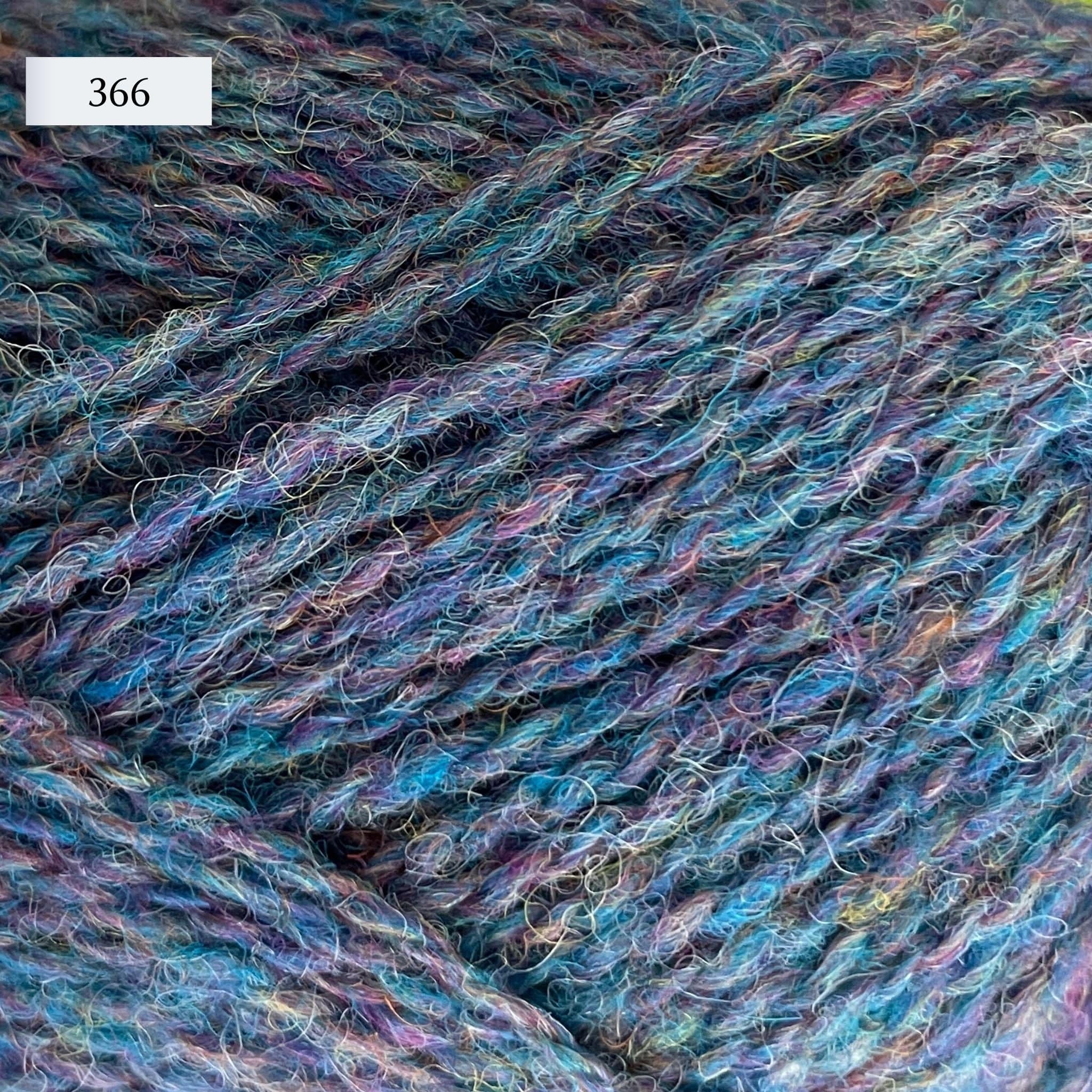 Jamieson & Smith 2ply Jumper Weight, light fingering weight yarn, in color 366, a heathered teal-purple