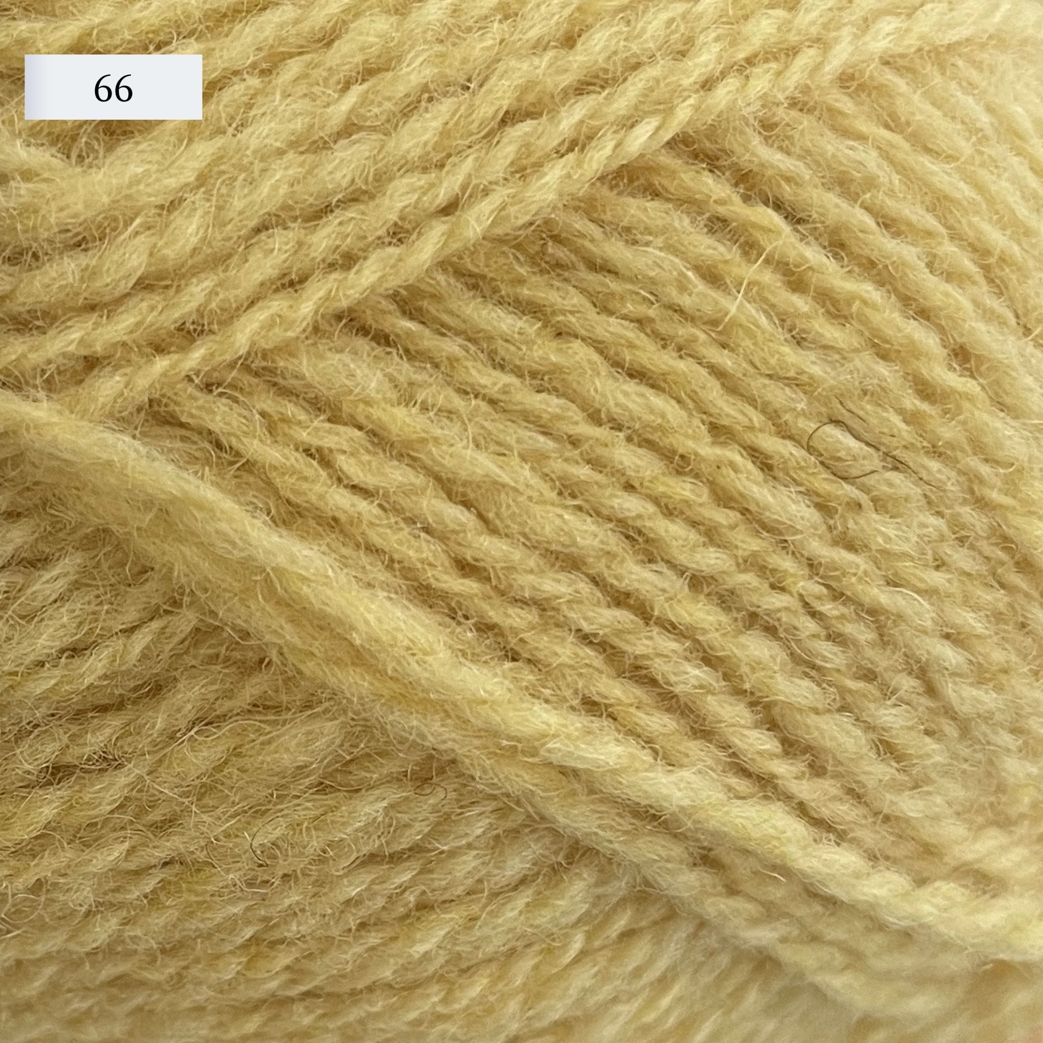 Jamieson & Smith 2ply Jumper Weight, light fingering weight yarn, in color 66, a pastel yellow