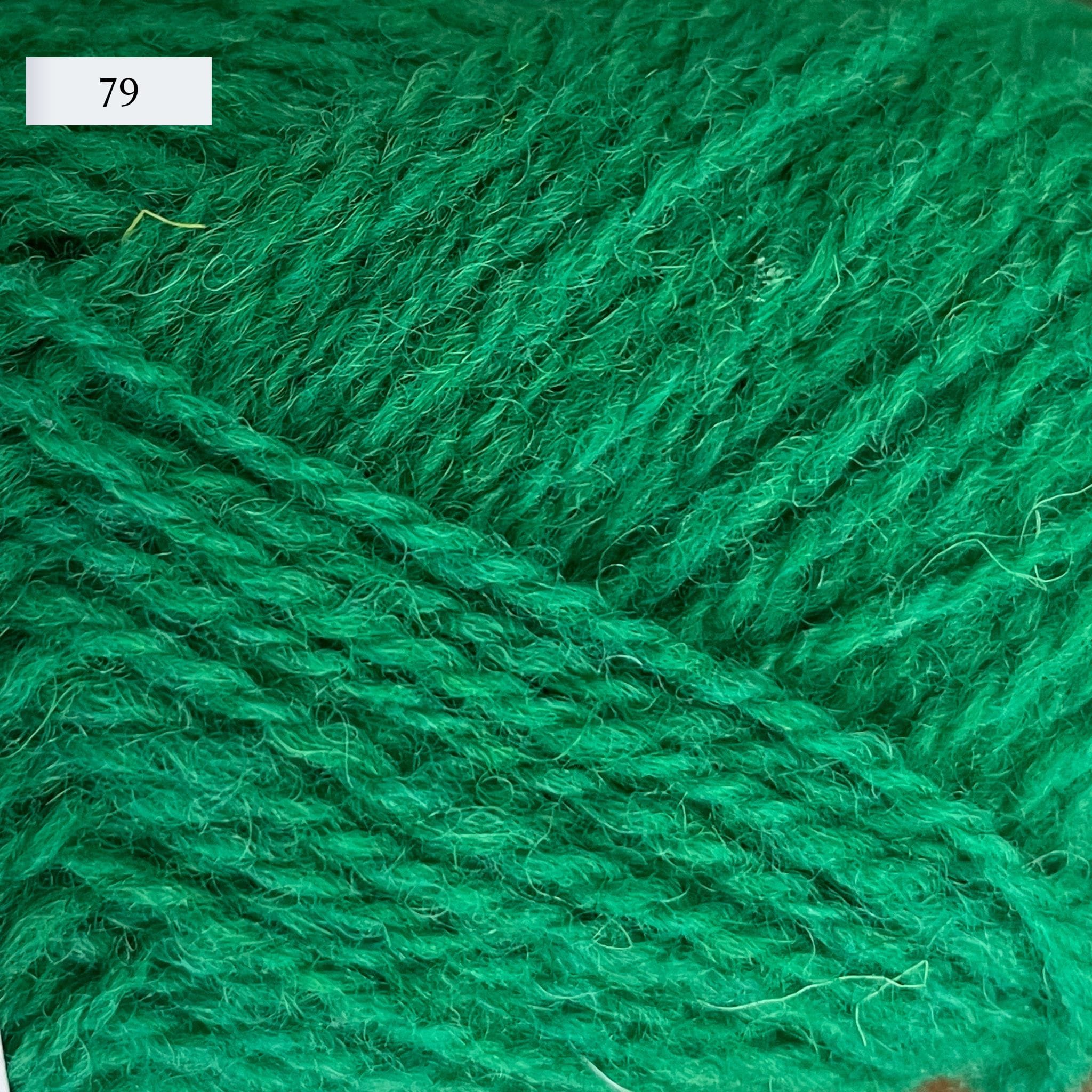 Jamieson & Smith 2ply Jumper Weight, light fingering weight yarn, in color 79, a bright kelly green