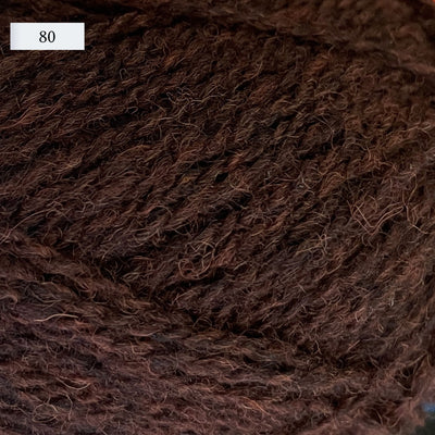 Jamieson & Smith 2ply Jumper Weight, light fingering weight yarn, in color 80, deep warm brown