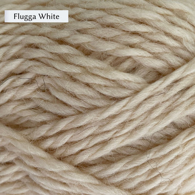 Jamieson & Smith Aran Worsted Yarn close up photo of Shetland Flugga White Colorway which is an off white, cream color.