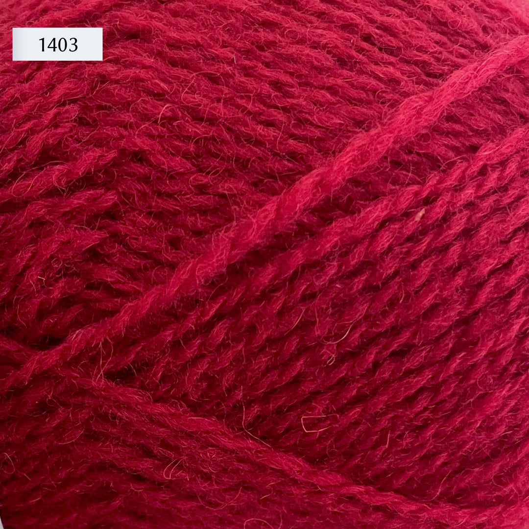 Jamieson & Smith 2ply Jumper Weight, light fingering weight yarn, in color 1403, bright red