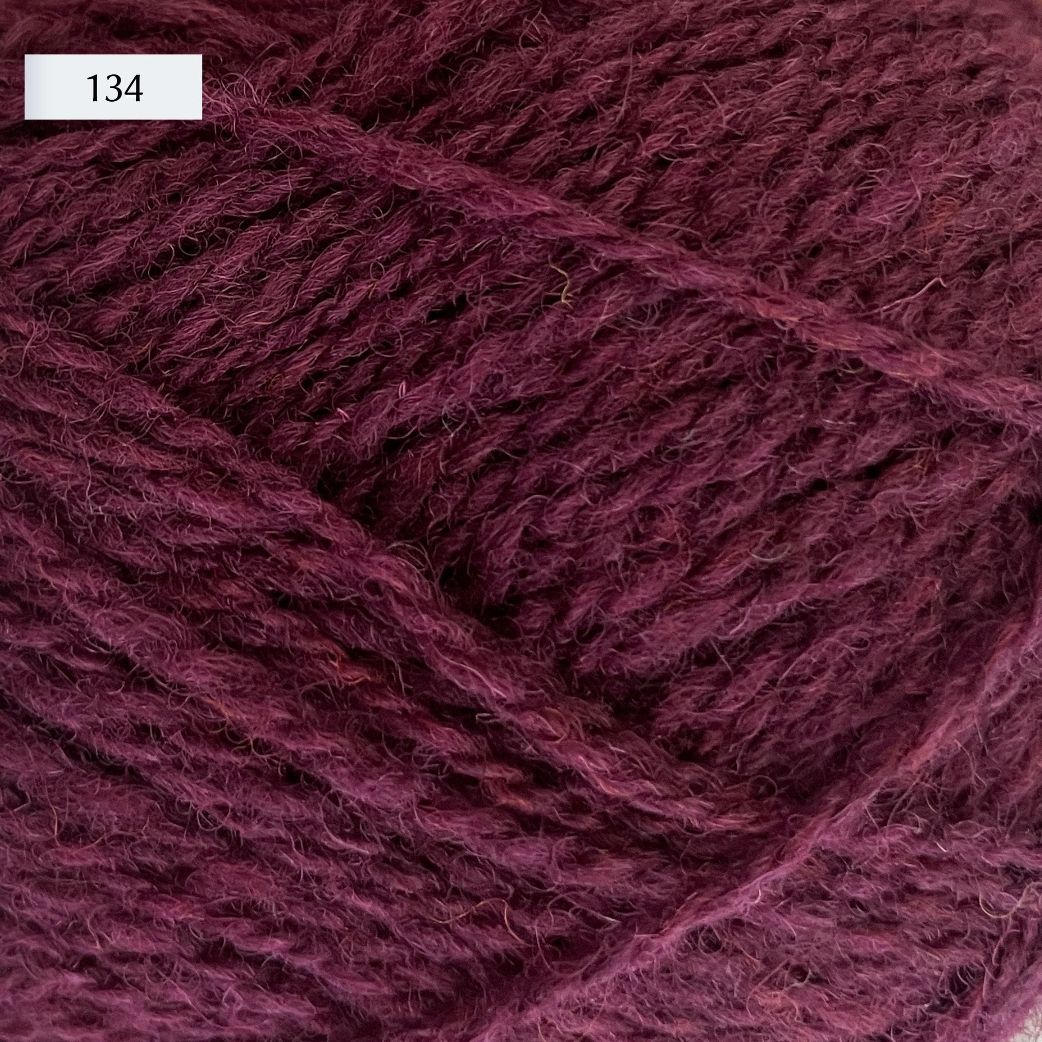 Jamieson & Smith 2ply Jumper Weight, light fingering weight yarn, in color 134, warm plum purple