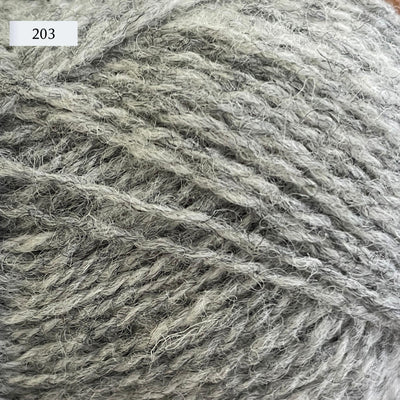 Jamieson & Smith 2ply Jumper Weight, light fingering weight yarn, in color 203, a light heathered grey