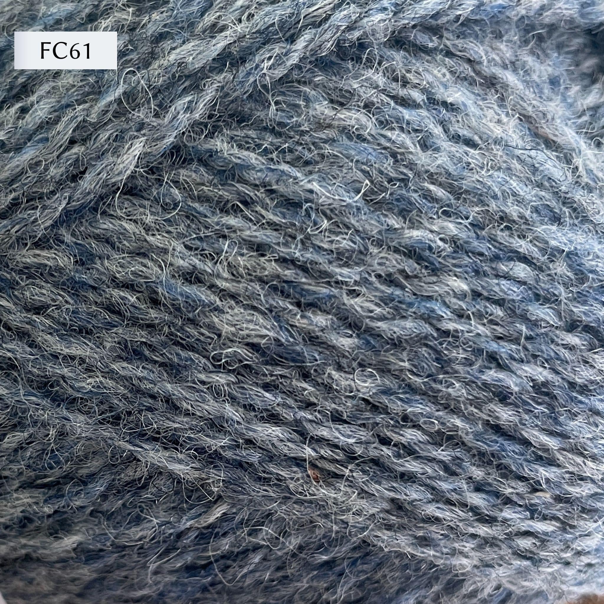 Jamieson & Smith 2ply Jumper Weight, light fingering weight yarn, in color FC61, a heathered grey-blue