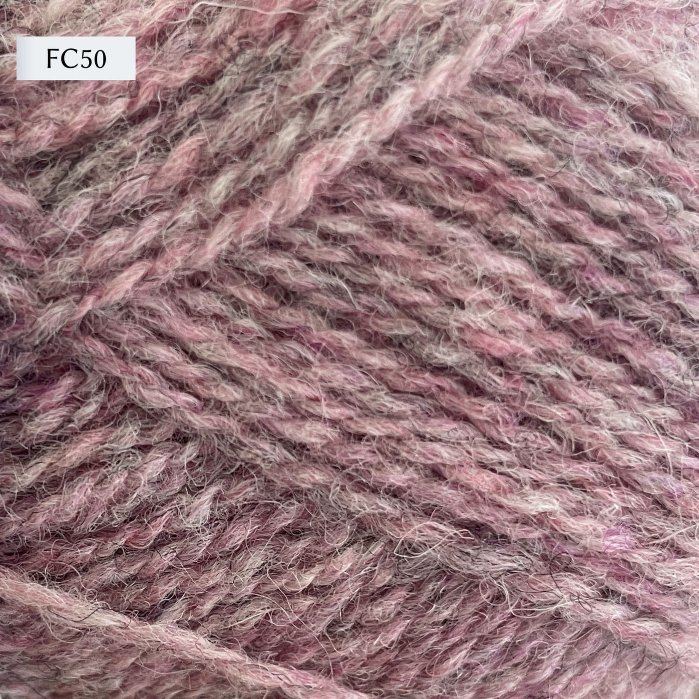 Jamieson & Smith 2ply Jumper Weight, light fingering weight yarn, in color FC50, heathered very light pink-purple