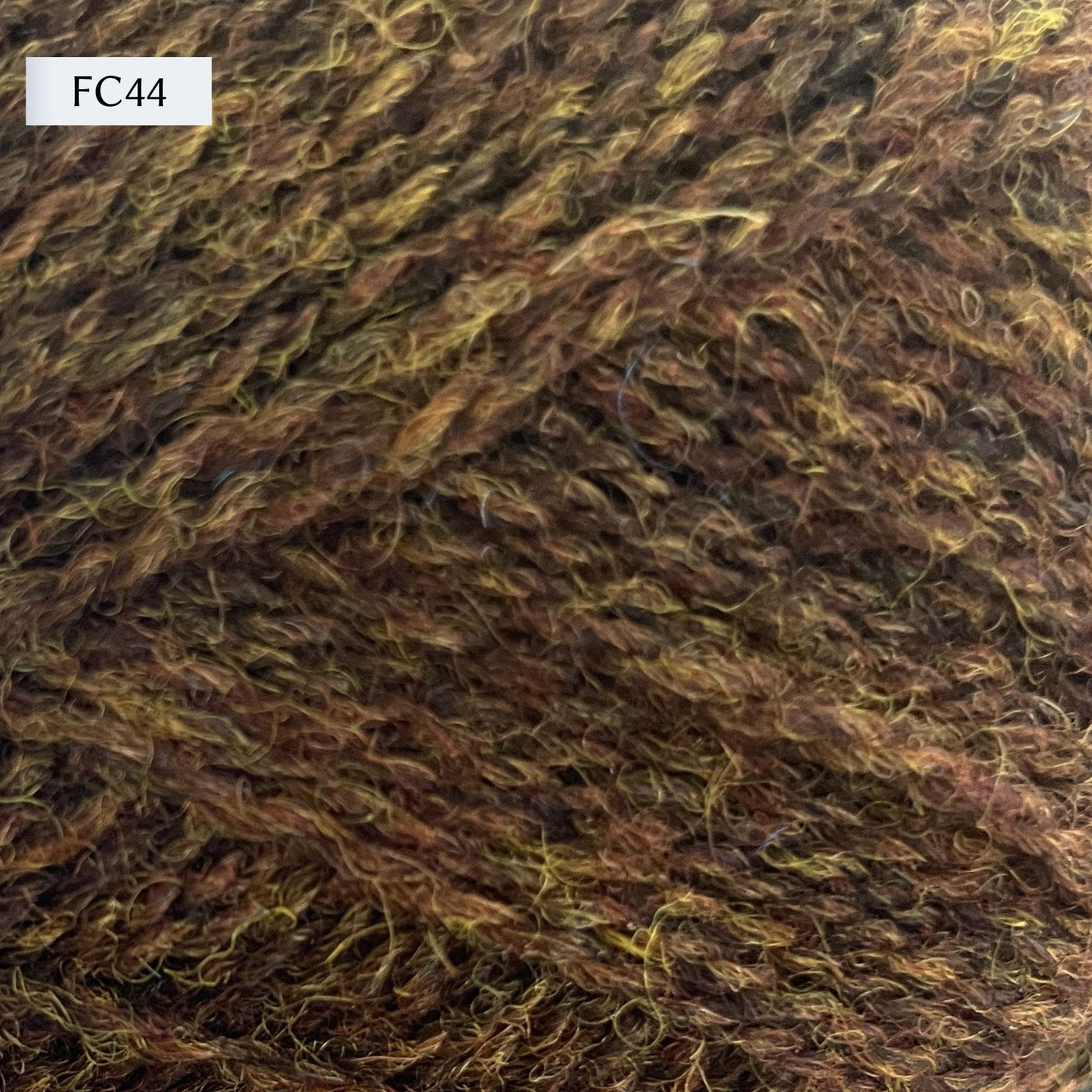 Jamieson & Smith 2ply Jumper Weight, light fingering weight yarn, in color FC44, a heathered yellow-brown