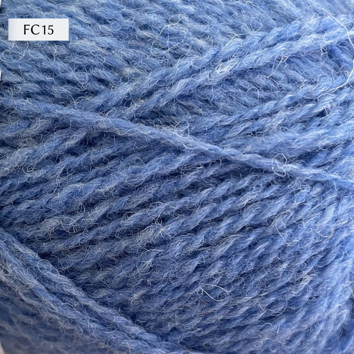 Jamieson & Smith 2ply Jumper Weight, light fingering weight yarn, in color FC15, a dusty cornflower blue