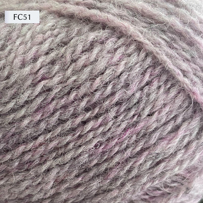 Jamieson & Smith 2ply Jumper Weight, light fingering weight yarn, in color FC51, heathered frosted very light purple