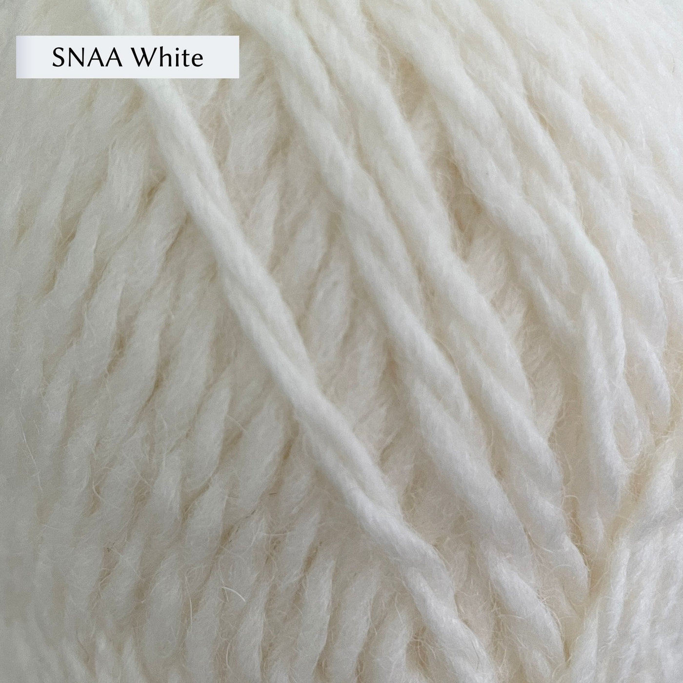 Jamieson & Smith Aran Worsted Yarn close up photo of SNAA White Colorway which is a white color.