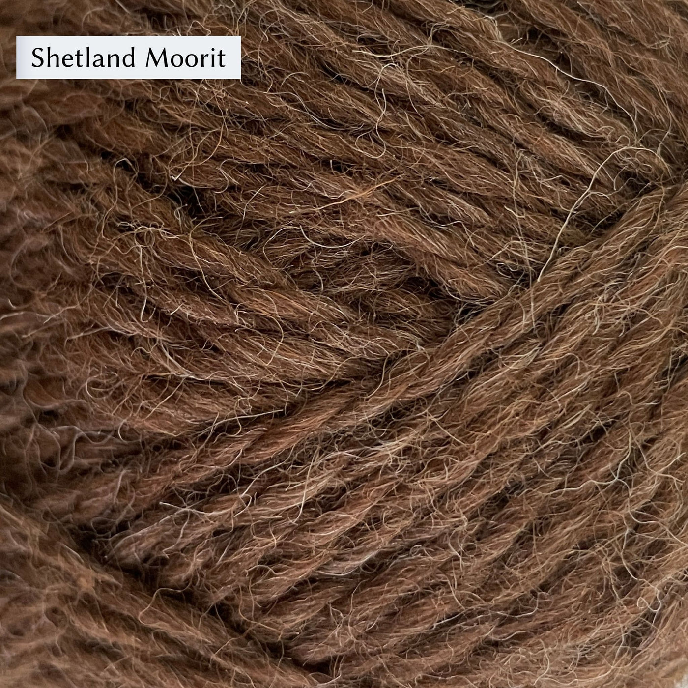 Jamieson & Smith Aran Worsted Yarn close up photo of Shetland Moorit Colorway which is a warm brown color.