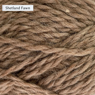 Jamieson & Smith Aran Worsted Yarn close up photo of Shetland Fawn Colorway which is a light, warm brown color.