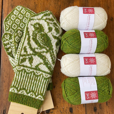 Songbird Mitts Yarn Set in J&S 2ply by Erica Heusser