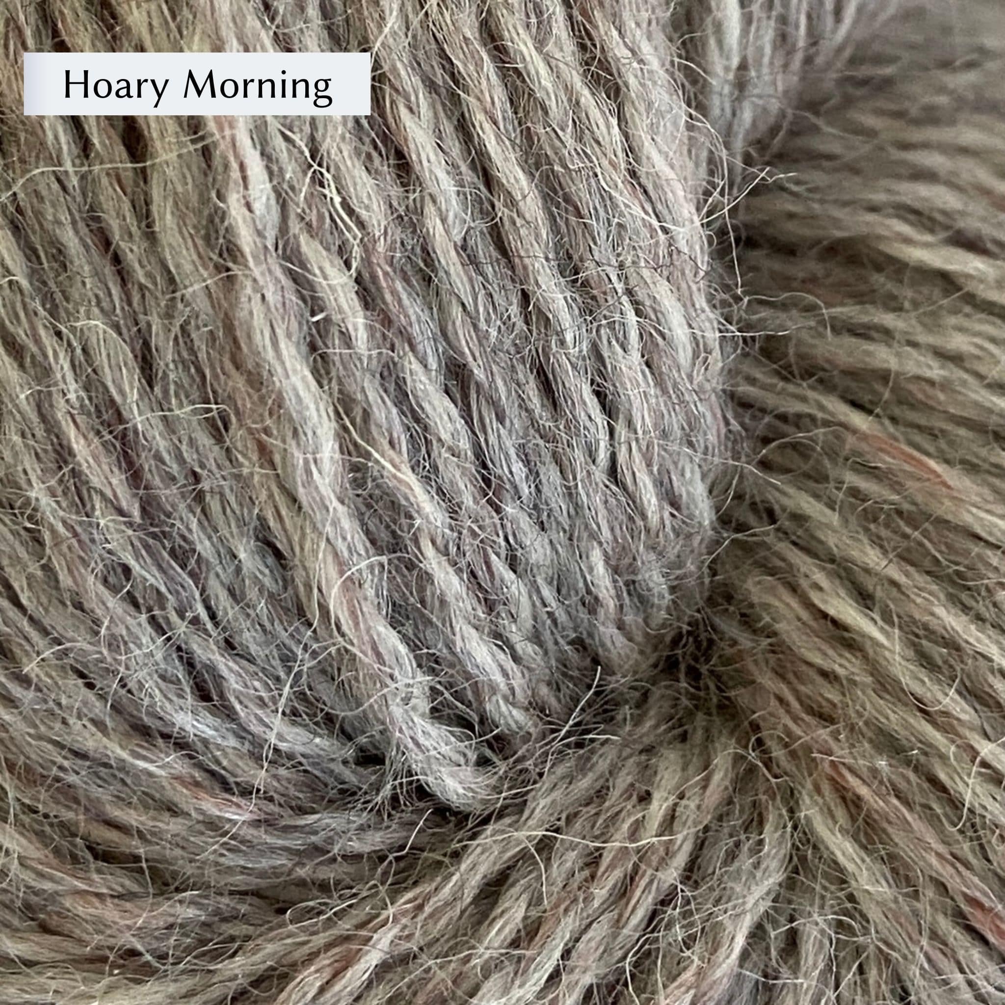 John Arbon Appledore DK, a DK weight British yarn, in color Hoary Morning, a heathered light grey