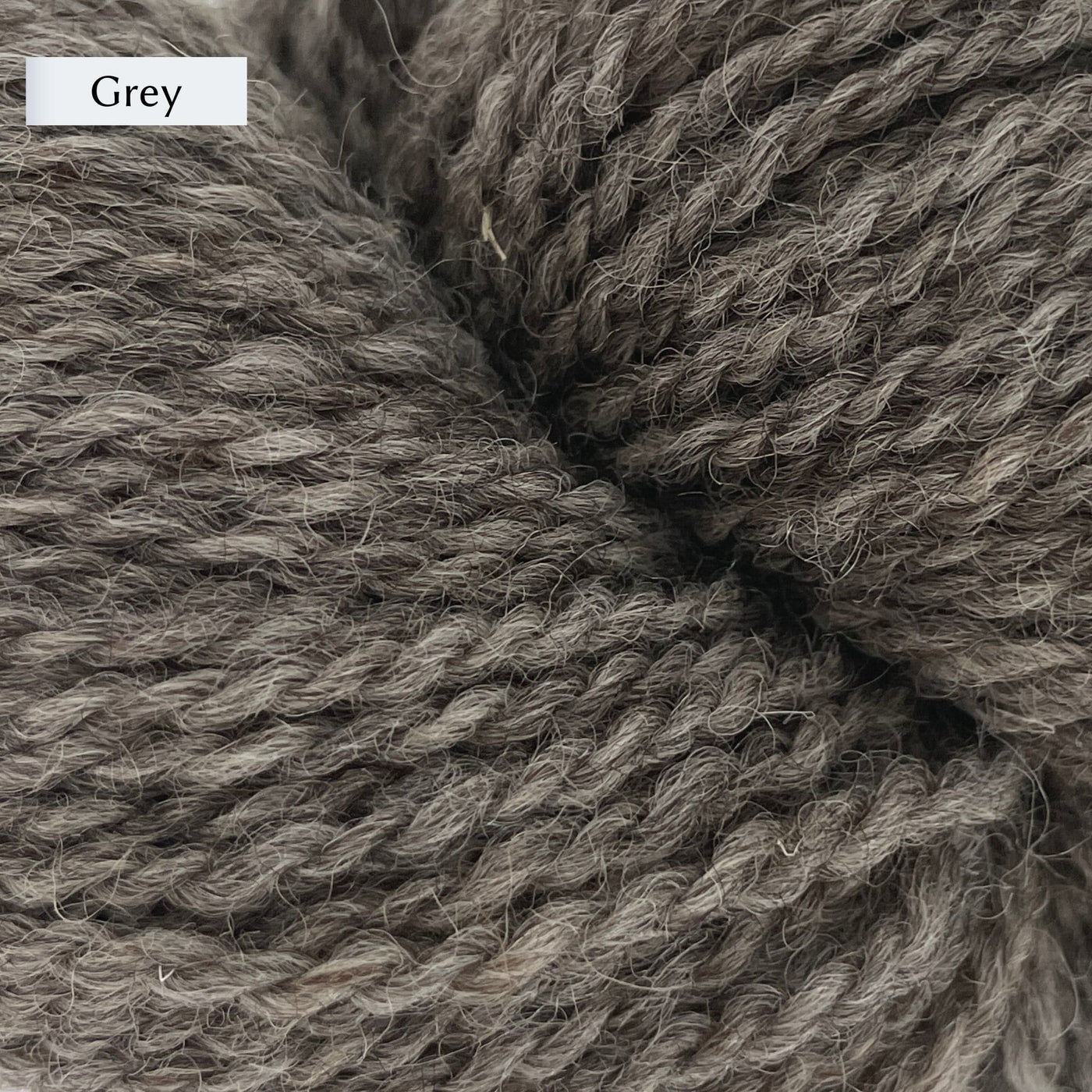 Junction Fiber Mill Farm Fresh yarn, DK weight, in color Grey, a heathered mid-grey
