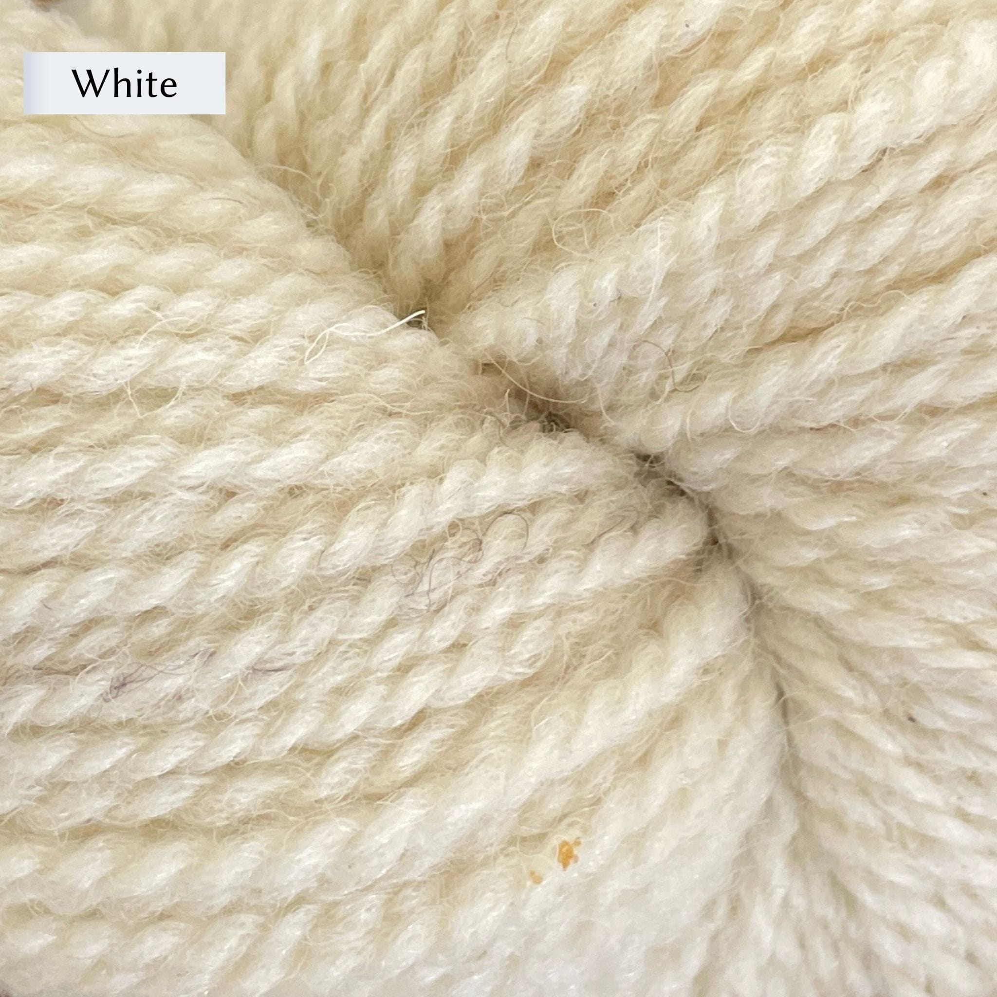 Junction Fiber Mill Farm Fresh yarn, DK weight, in color White, a natural cream