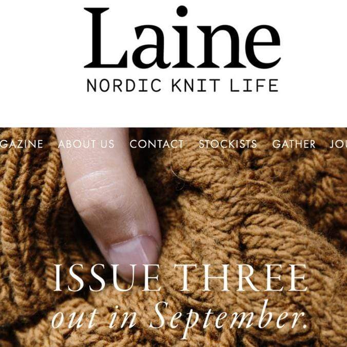 Image text: Laine Nordic Knit Life Issue Three out in September
