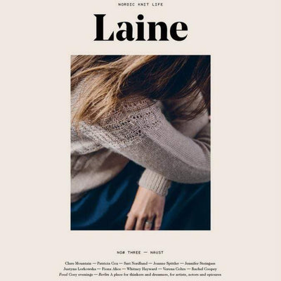 Cover of Laine Issue 3 featuring a model wearing a tan sweater.