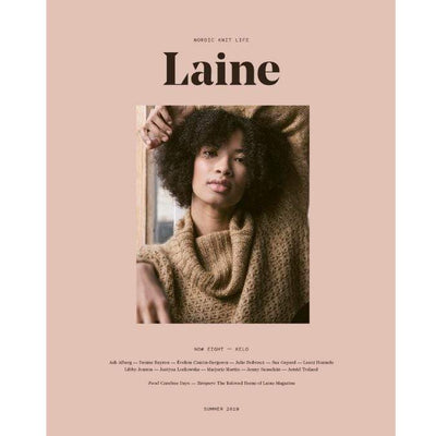 Cover of Laine Issue 8 featuring a model wearing a knit sweater.