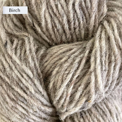 Lichen & Lace Rustic Heather Sport, a sport weight single-ply yarn, in color Birch, a heathered light grey