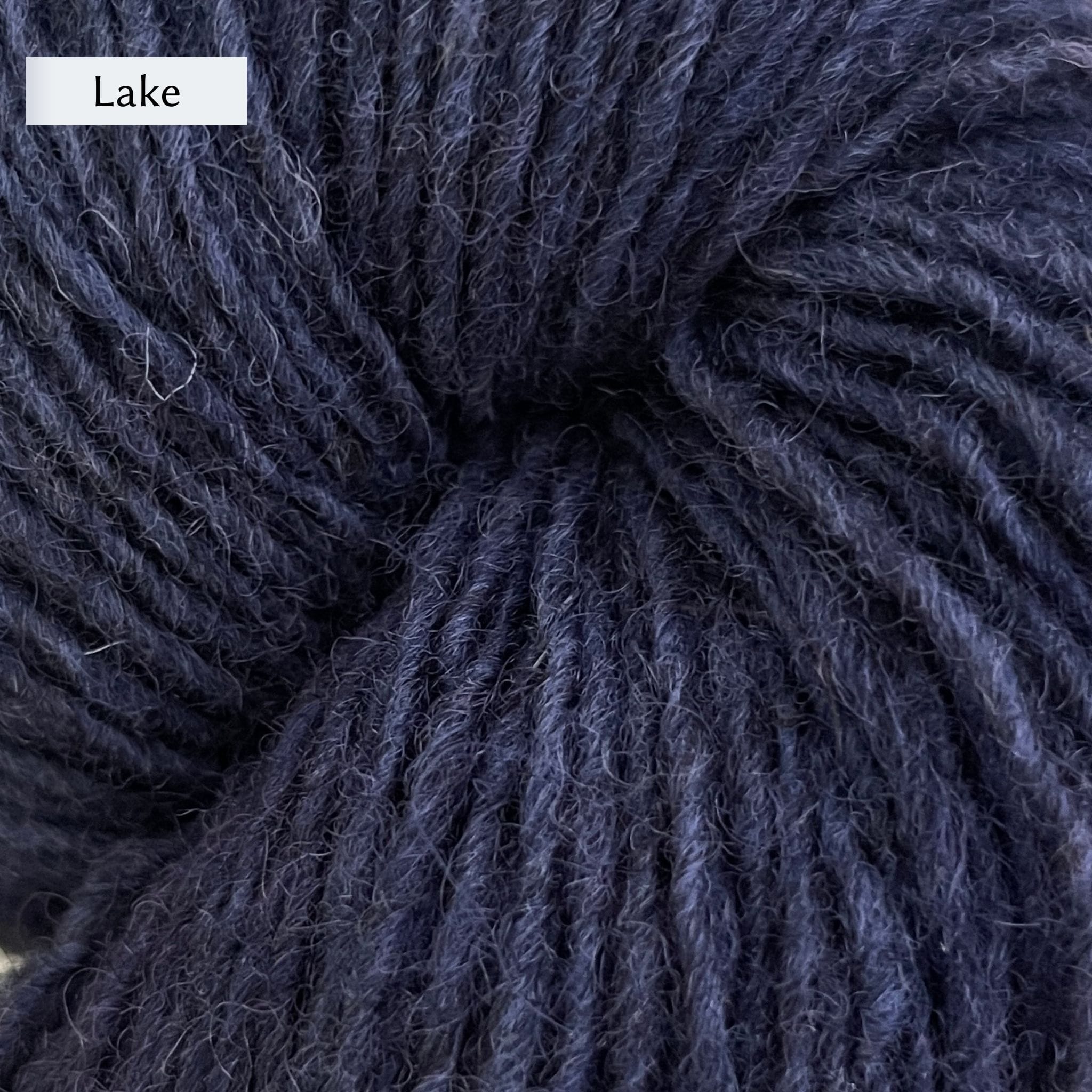 Lichen & Lace Rustic Heather Sport, a sport weight single-ply yarn, in color Lake, a deep blue