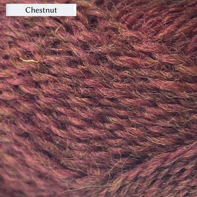 Marie Wallin's British Breeds yarn, a fingering weight, in color Chestnut, a warm reddish brown