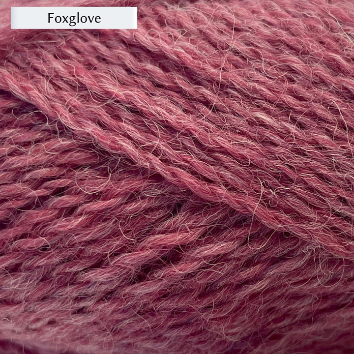 Marie Wallin's British Breeds yarn, a fingering weight, in color Foxglove, a raspberry pink