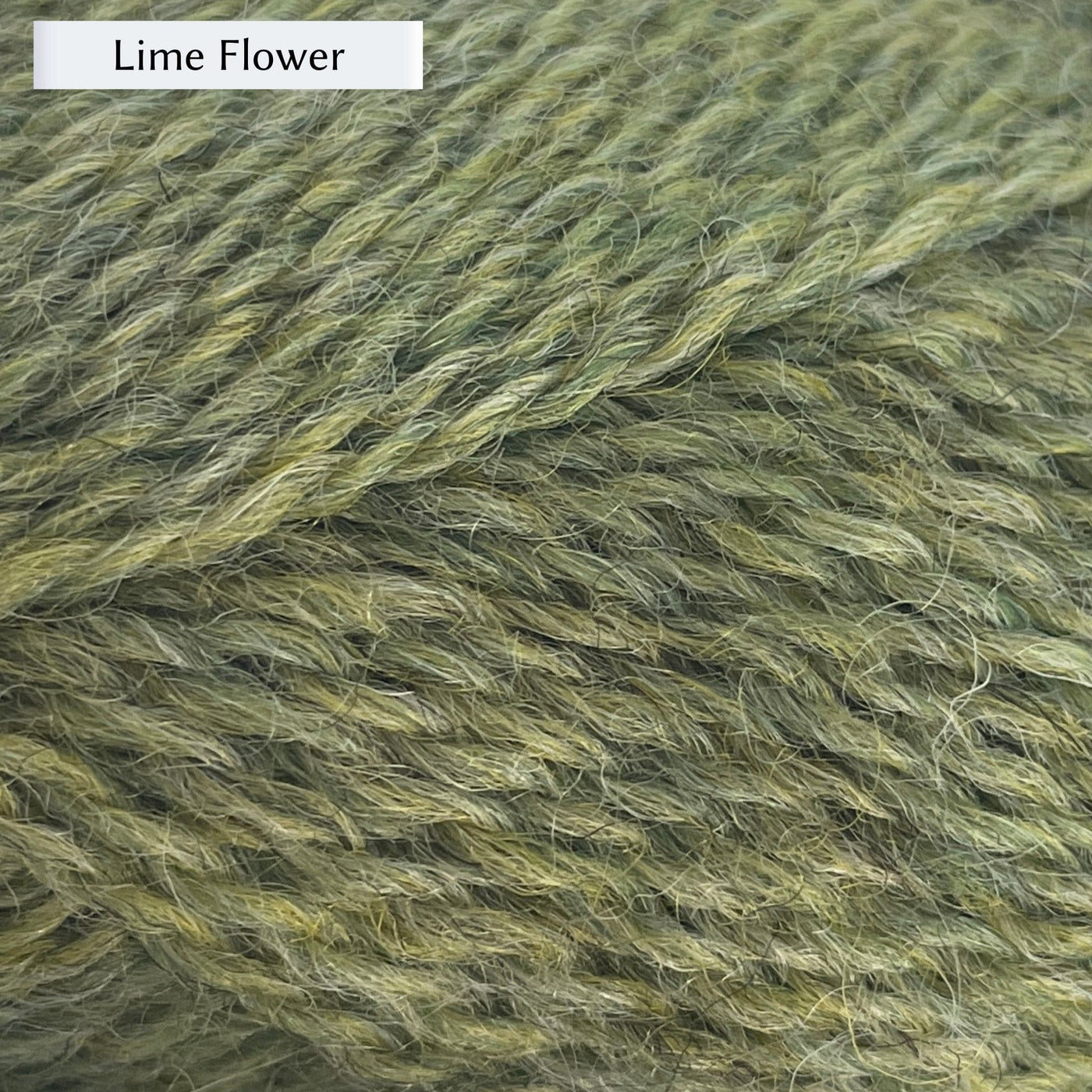 Marie Wallin's British Breeds yarn, a fingering weight, in color Lime Flower, a light yellow-green