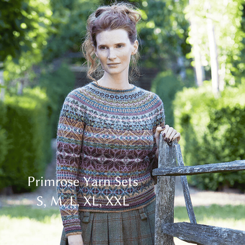 Model wearing Primrose sweater by Marie Wallin.