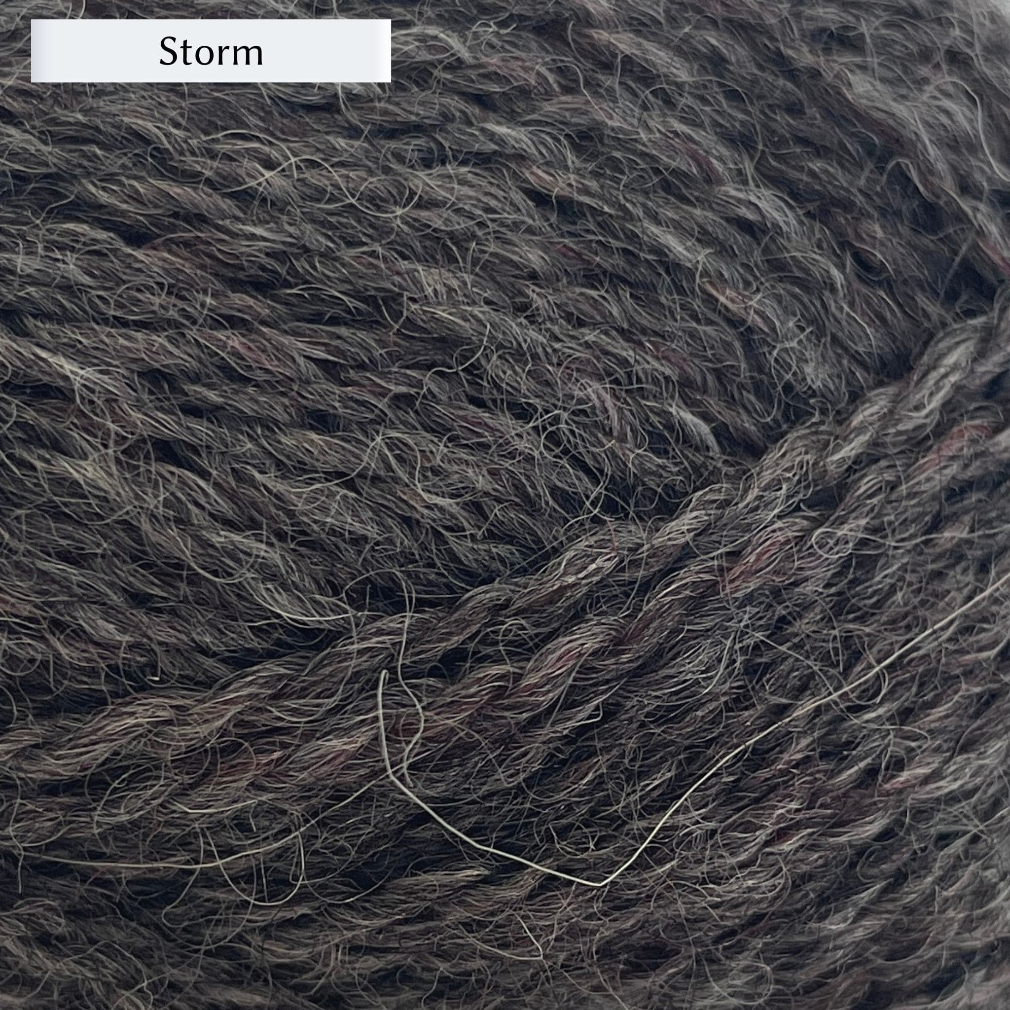 Marie Wallin's British Breeds yarn, a fingering weight, in color Storm, a medium charcoal