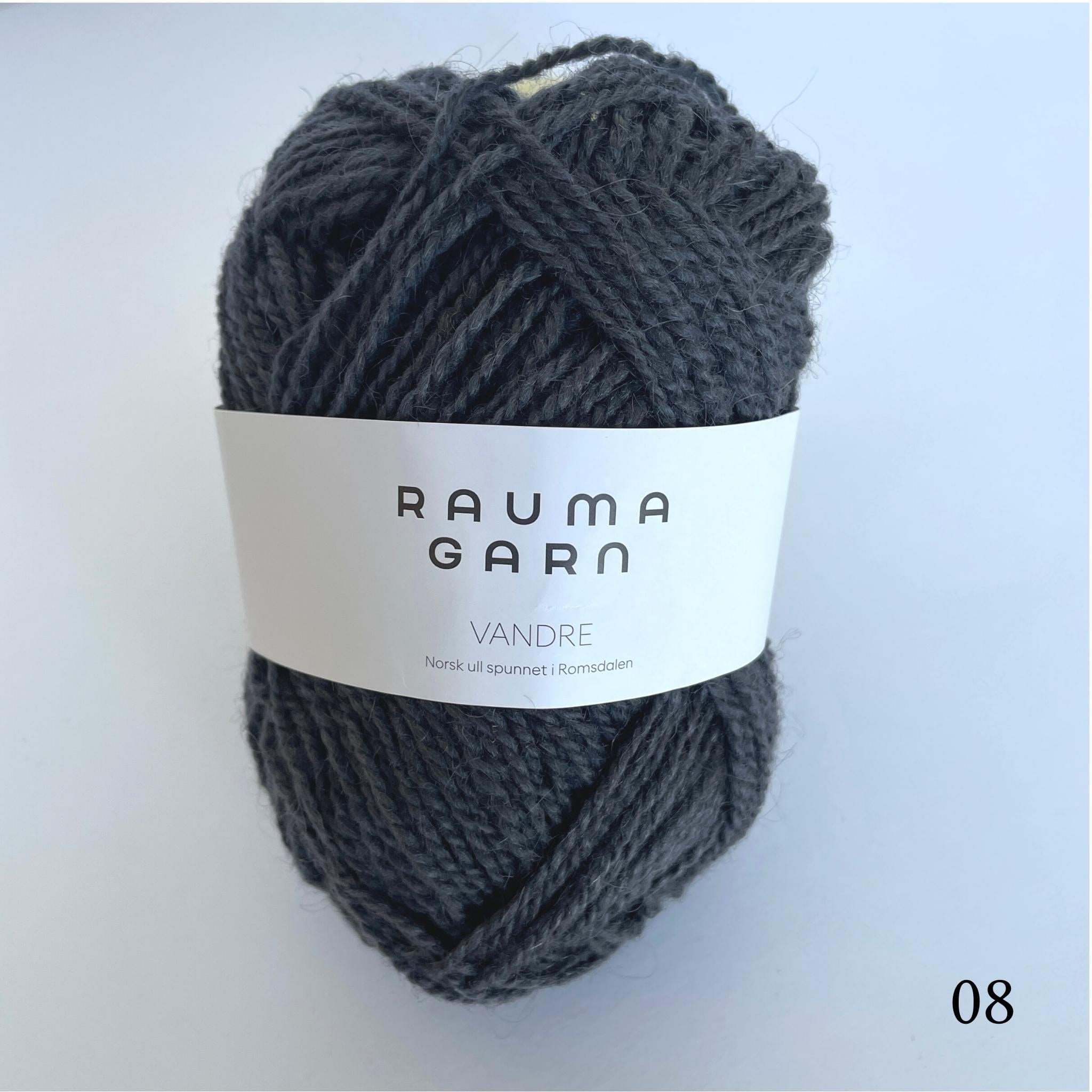 One ball of Rauma Vandre yarn grey/blue color 08