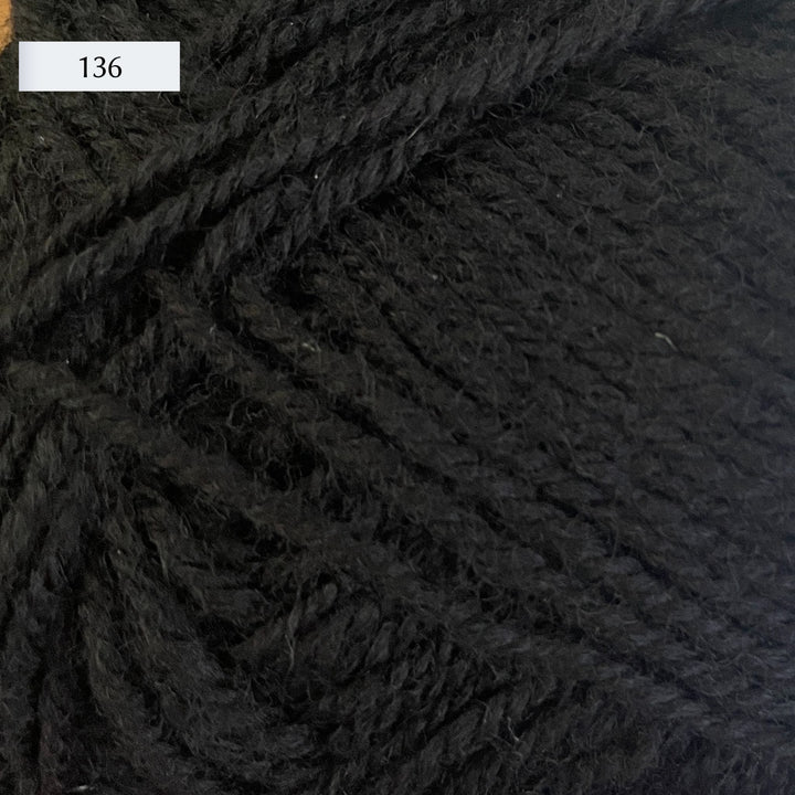 Rauma Strikkegarn, DK weight yarn, in color 136, solid black