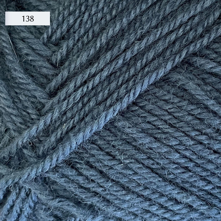 Rauma Strikkegarn, DK weight yarn, in color 138, dusty mid-tone denim blue