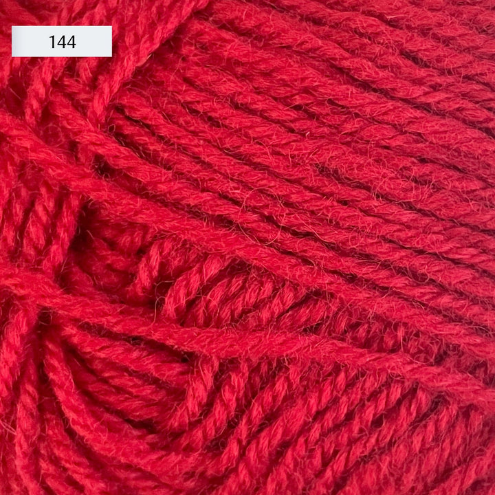 Rauma Strikkegarn, DK weight yarn, in color 144, bright crimson red