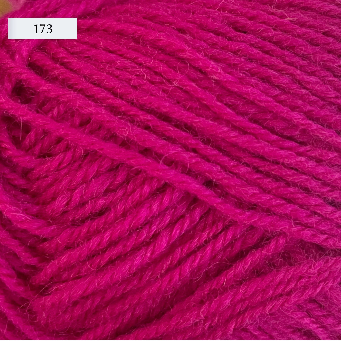 Rauma Strikkegarn, DK weight yarn, in color 173, fuschia pink