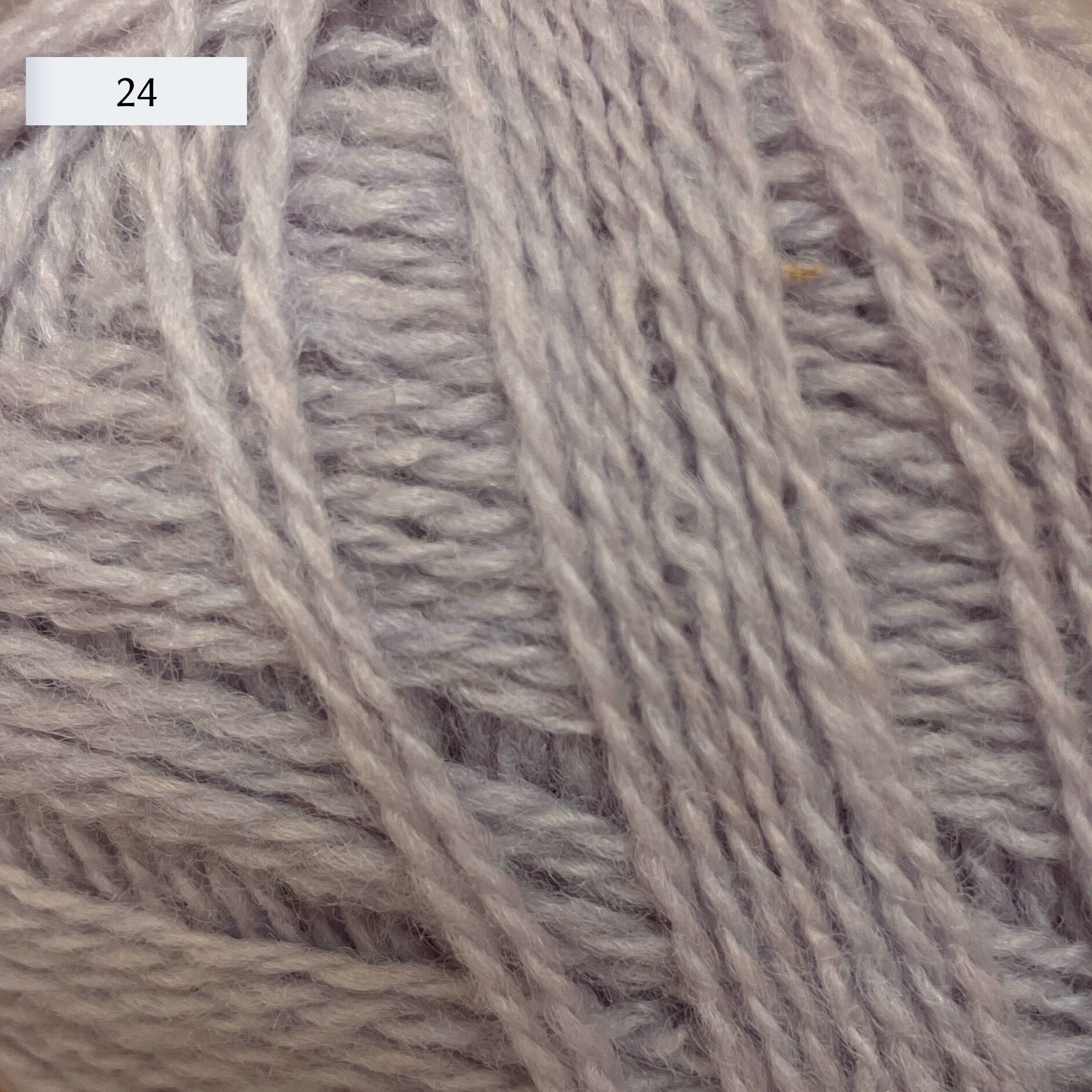 Rauma Lamullgarn, a fingering weight yarn, in color 24, a very light warm lavender