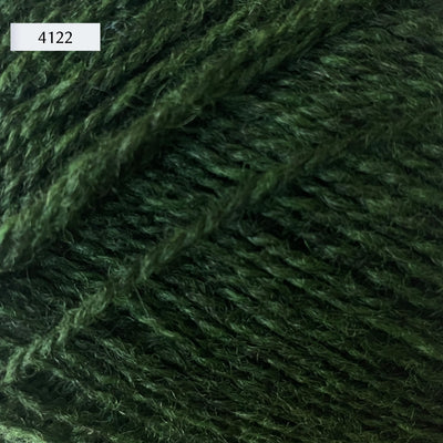 Rauma Finullgarn, a fingering/sport weight yarn, in color 4122, a heathered forest green
